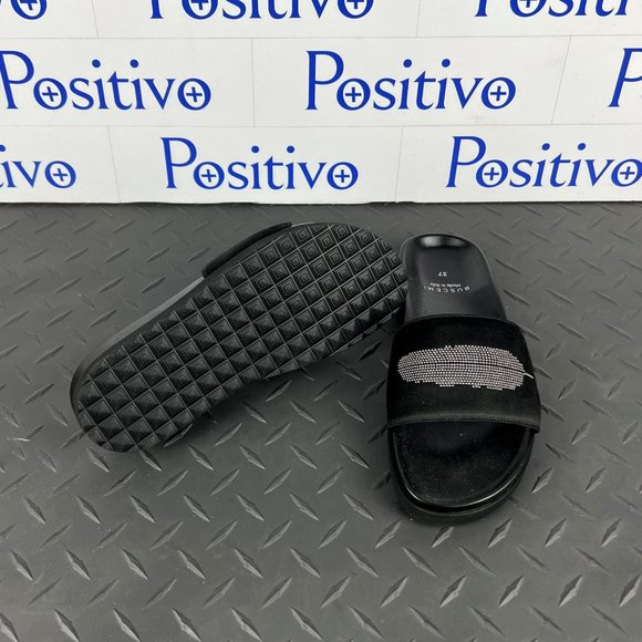 Buscemi Womens Slide Satin Black Leather Sandals US 7 EU 37 - Picture 4 of 5